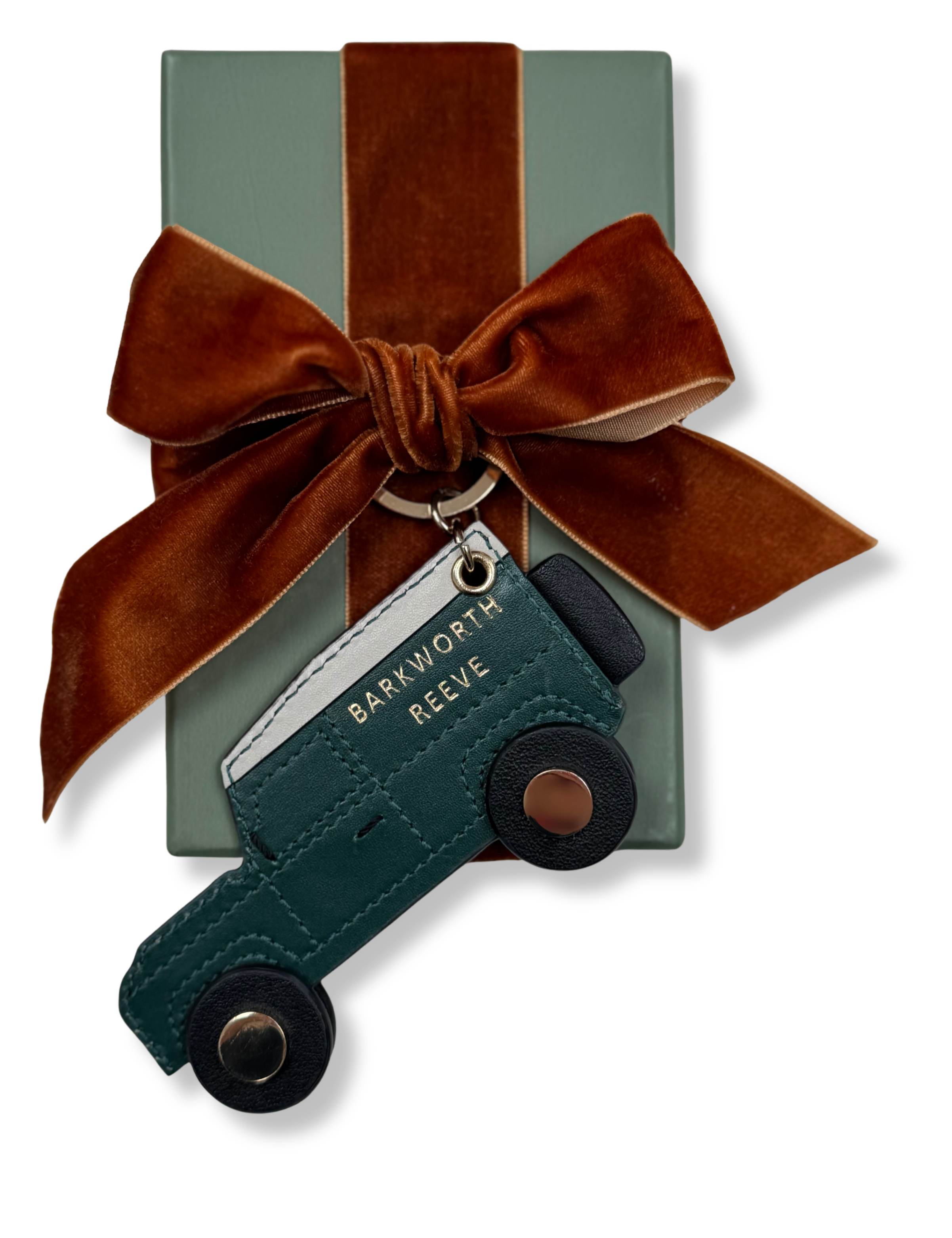 Off Road 4x4 Keyring - Green & Cream Leather