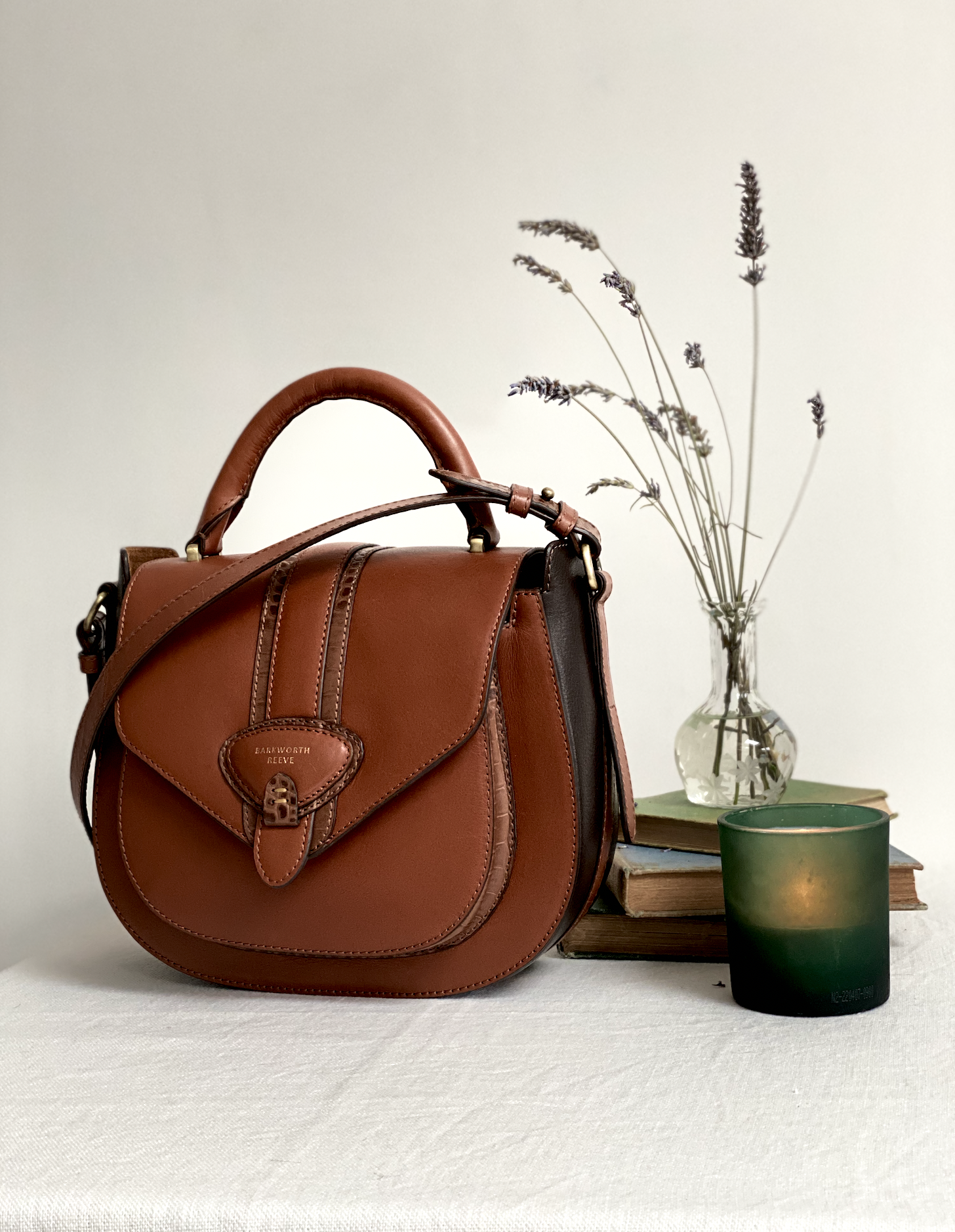 Belton Saddle Bag in Tan Leather with Adjustable & Detachable Shoulder Strap