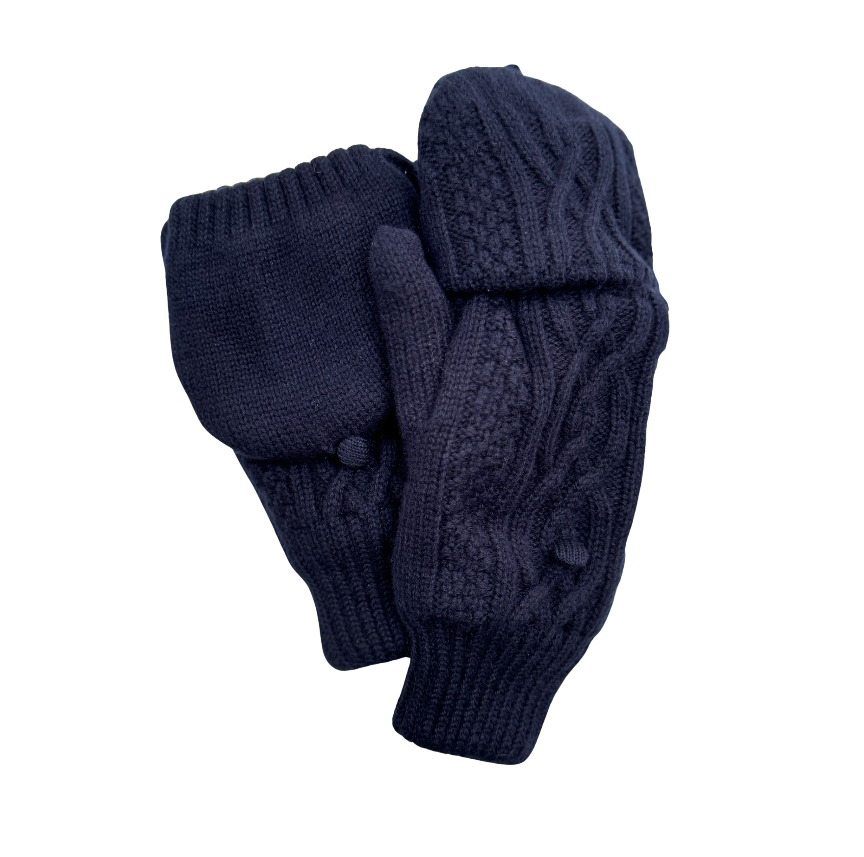 Knitted Flip Mitt Gloves Borg lined