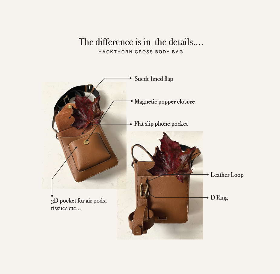 Hackthorn Tan Leather Crossbody Bag with Adjustable Webbing Strap