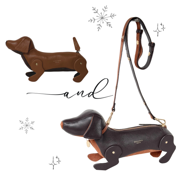Sausage Dog Gift Set: Chocolate Sausage Dog Bag & Tan Sausage Dog Zipped Case