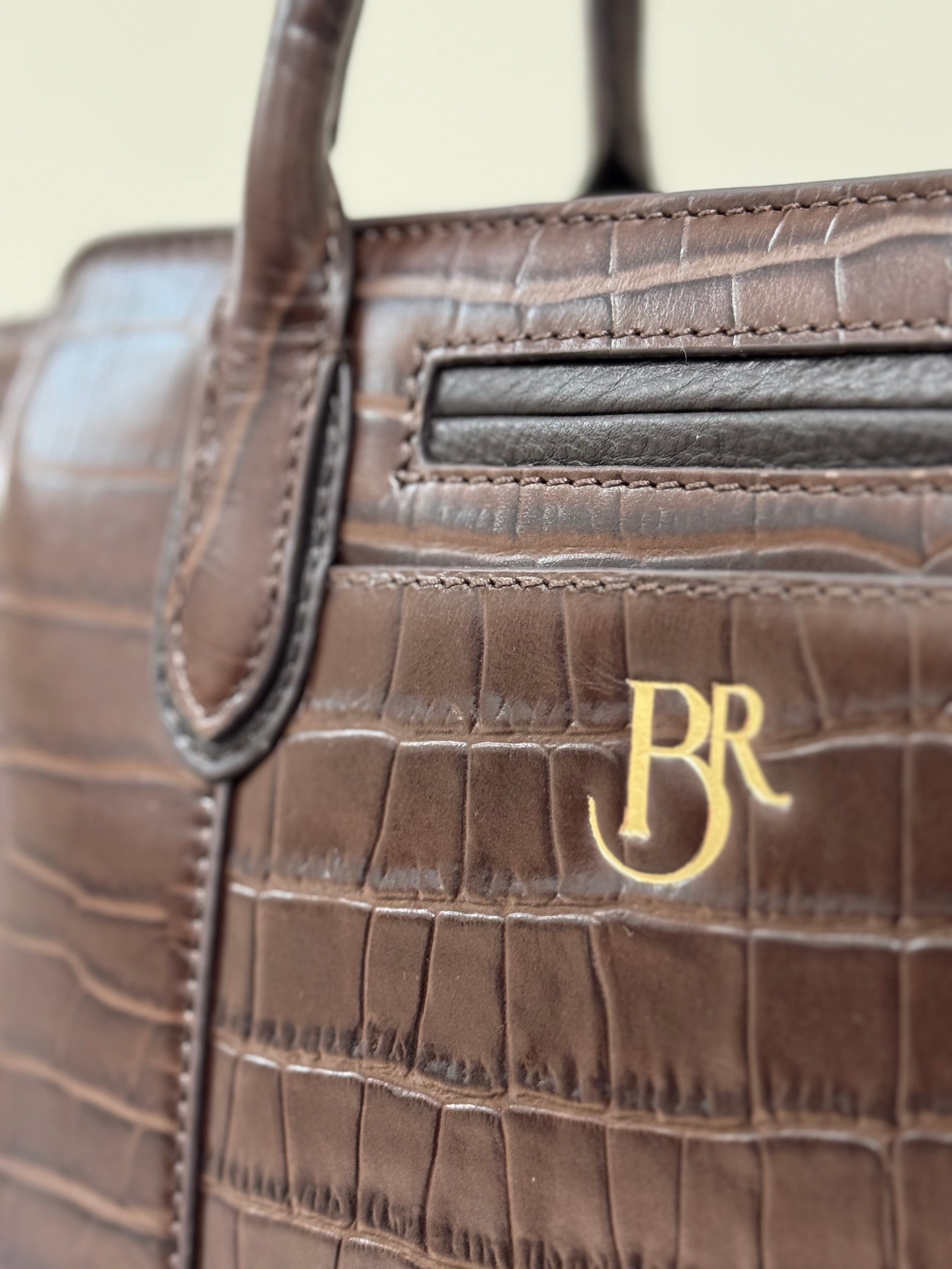 Middleton Leather Handheld Bag in Chocolate Croc with Detachable Shoulder Strap (Copy)