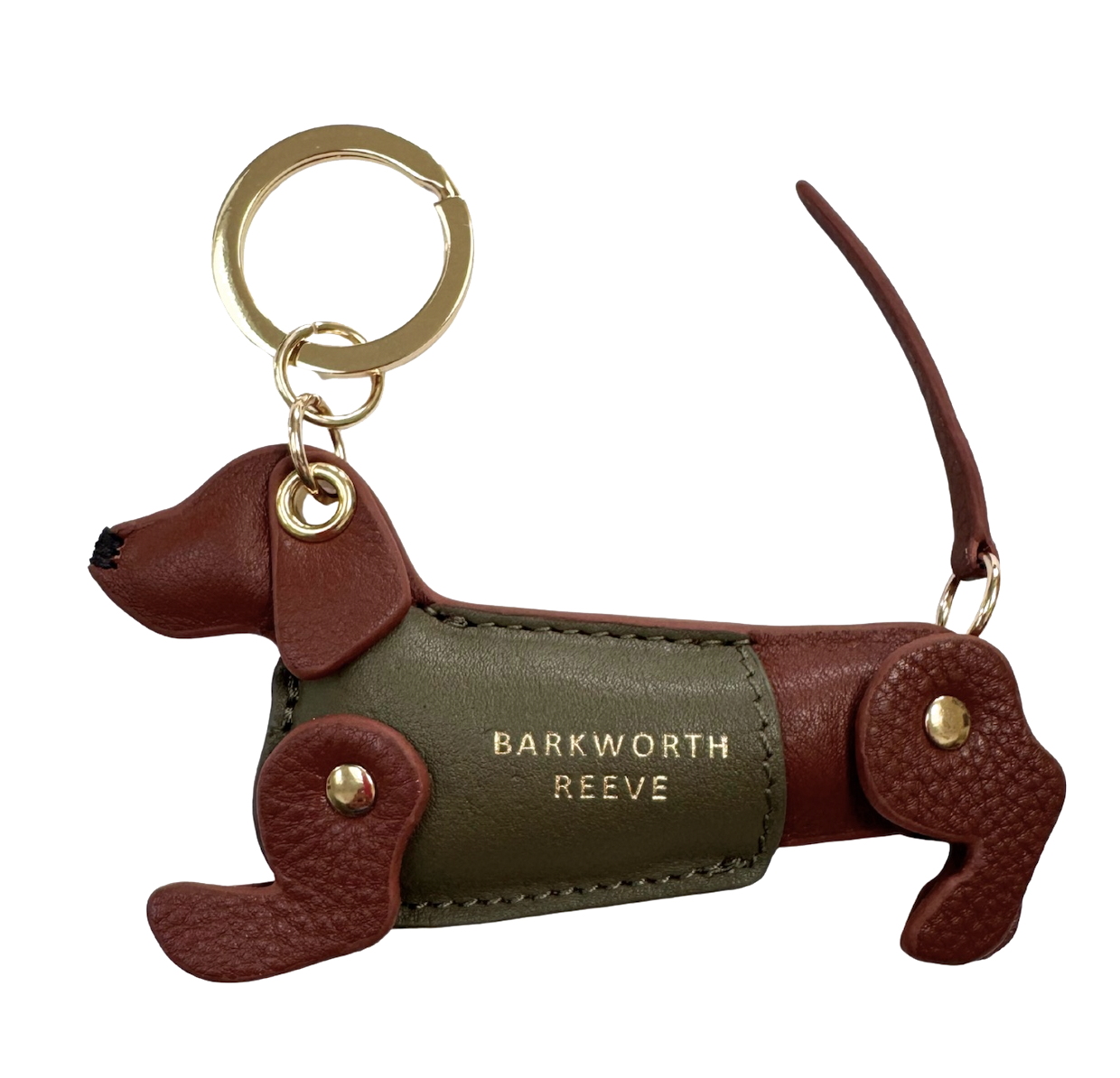 Sausage Dog Keyring in Conker Tan & Khaki Leather