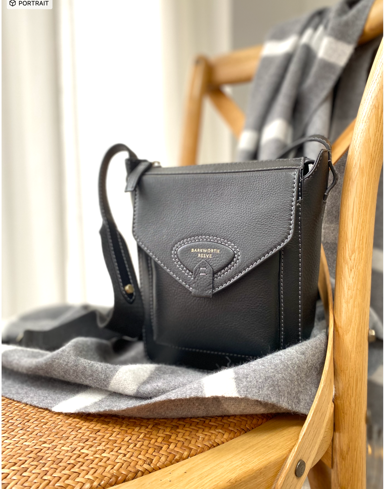 Hackthorn Black Leather Crossbody Bag with Adjustable Webbing Strap