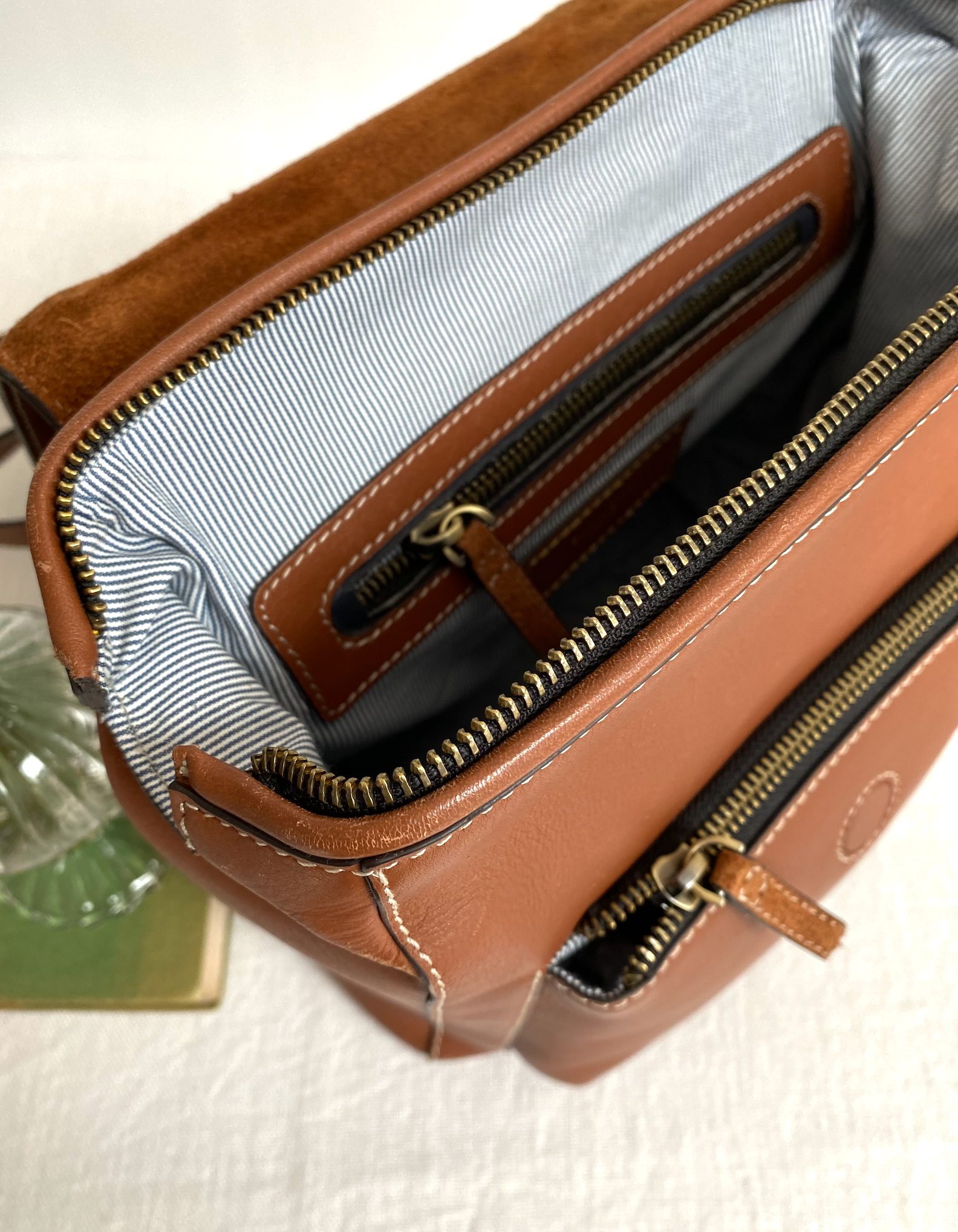 Bramham Frame Top Rucksack in Tan Leather with Adjustable Shoulder Straps