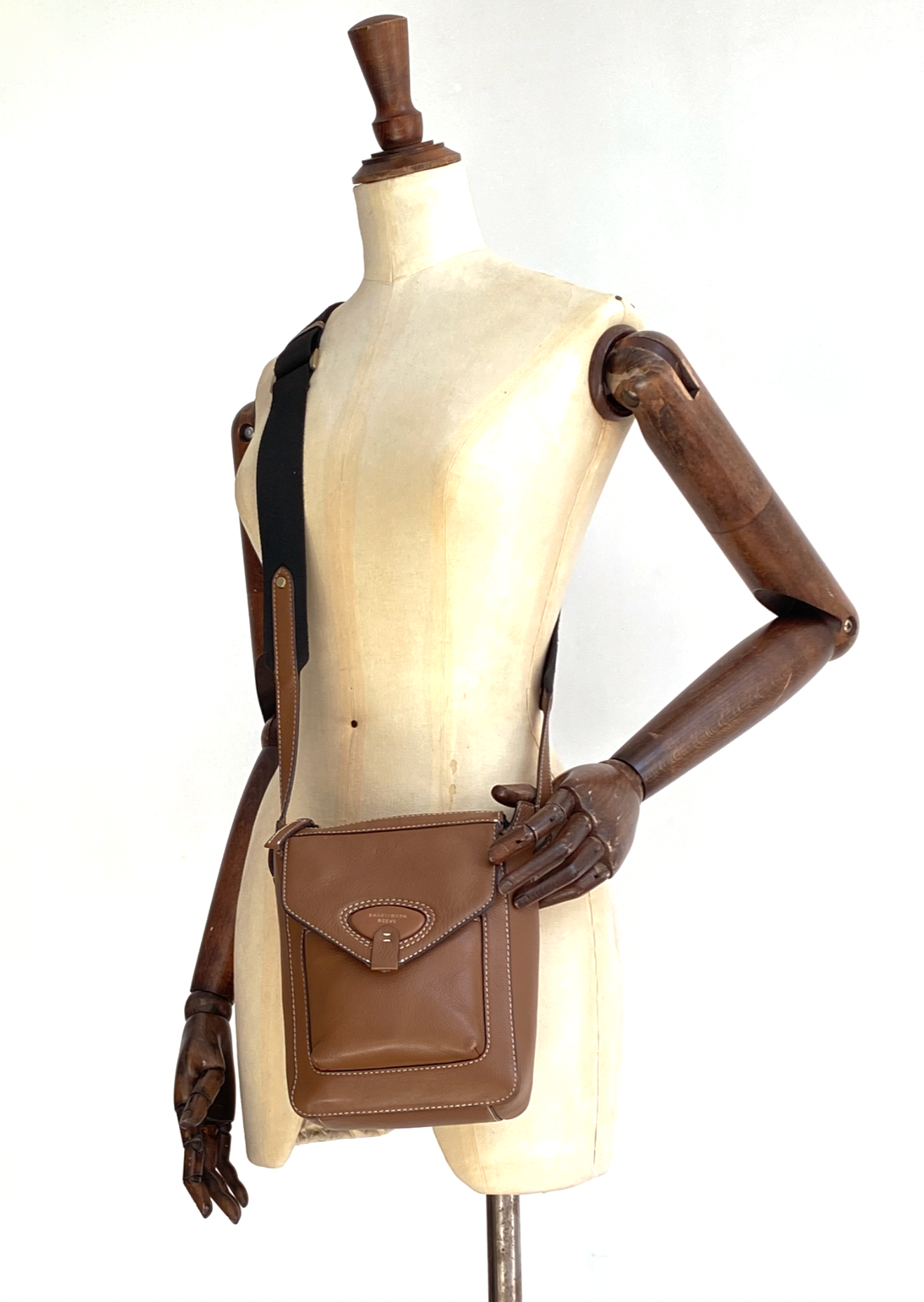 Hackthorn Tan Leather Crossbody Bag with Adjustable Webbing Strap