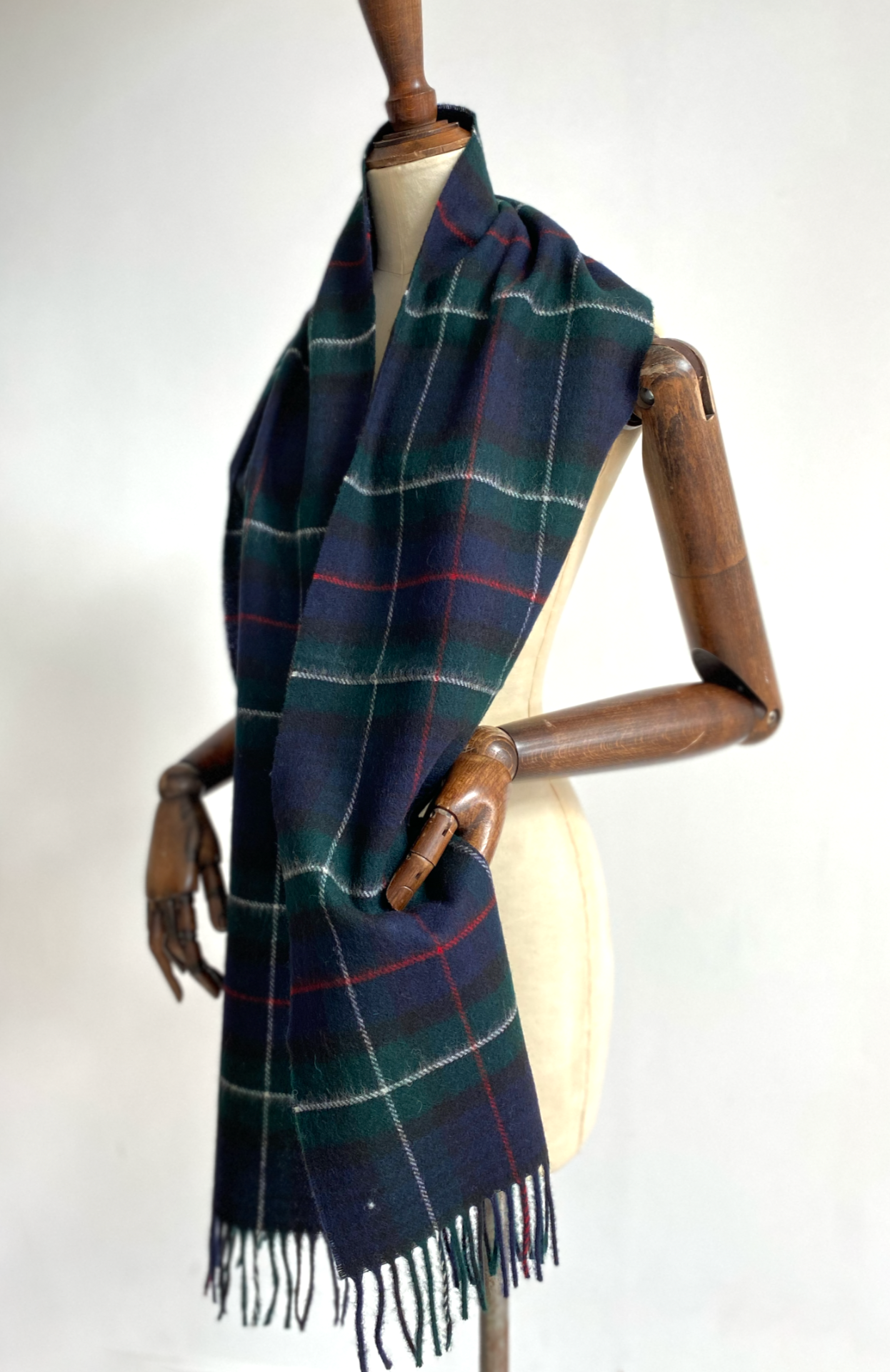 Merino Wool Scarf - Black Watch Navy Check