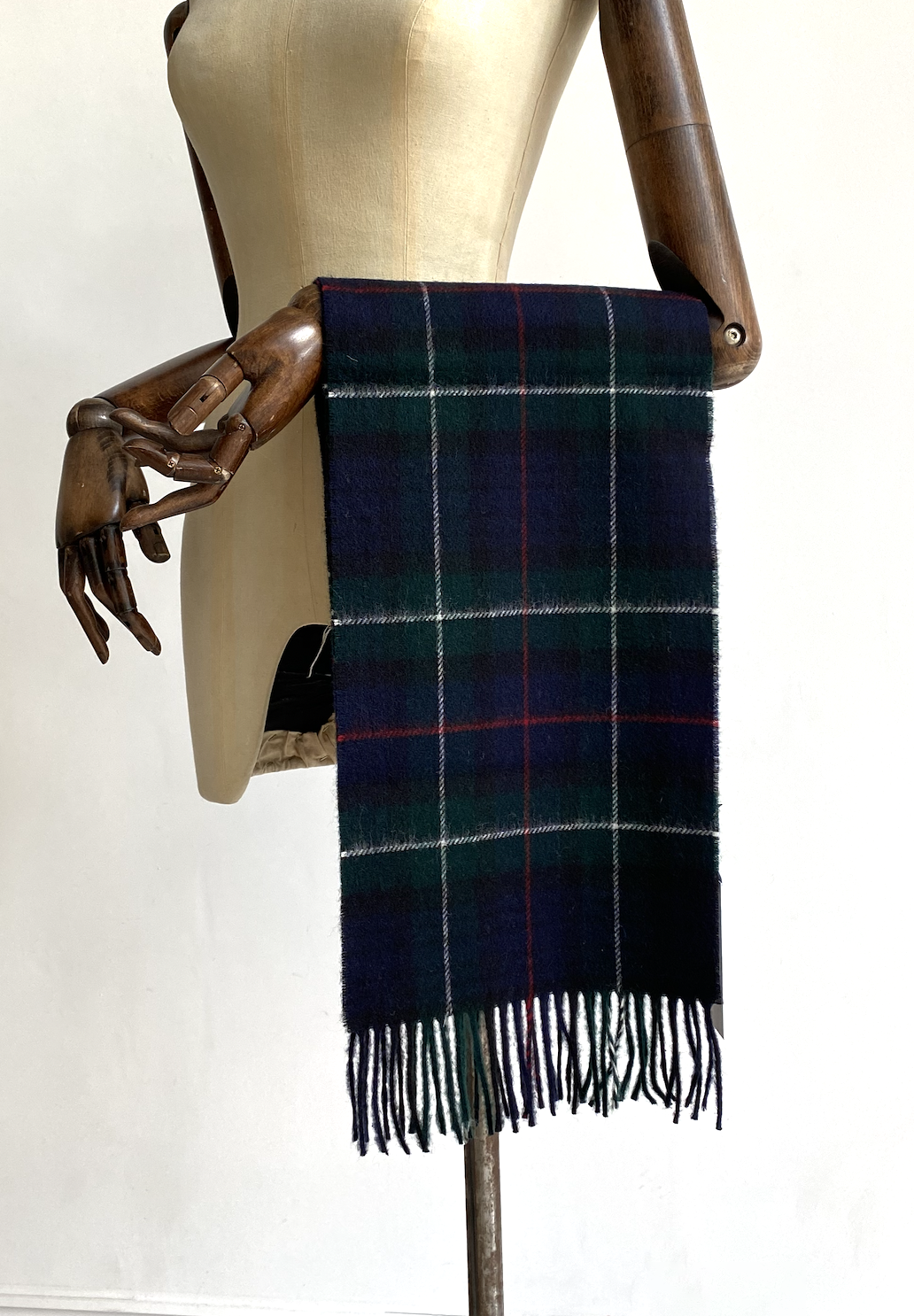 Merino Wool Scarf - Black Watch Navy Check