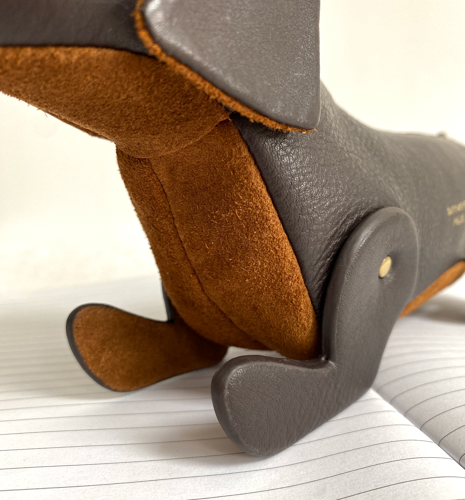 Sausage Dog Zipped Case in Chocolate Leather & Tan Suede