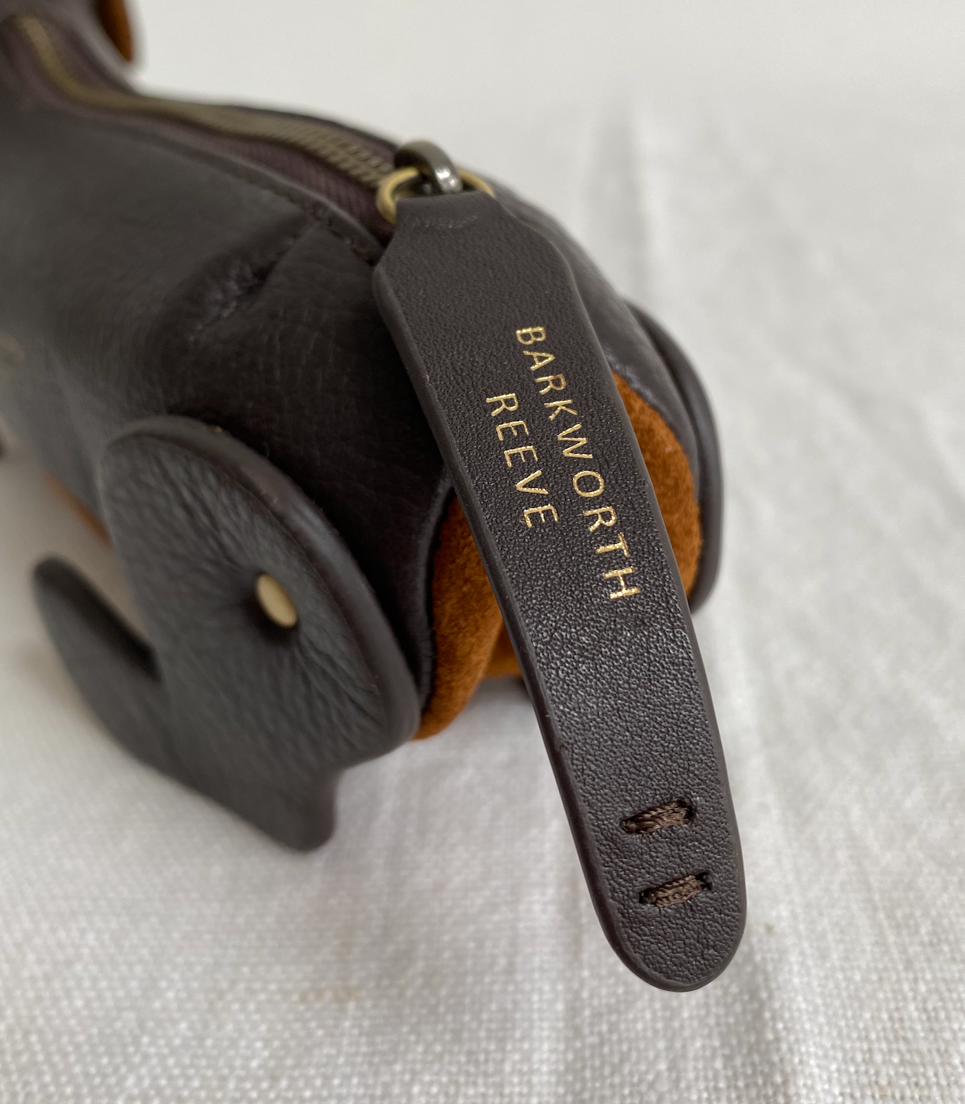 Sausage Dog Zipped Case in Chocolate Leather & Tan Suede