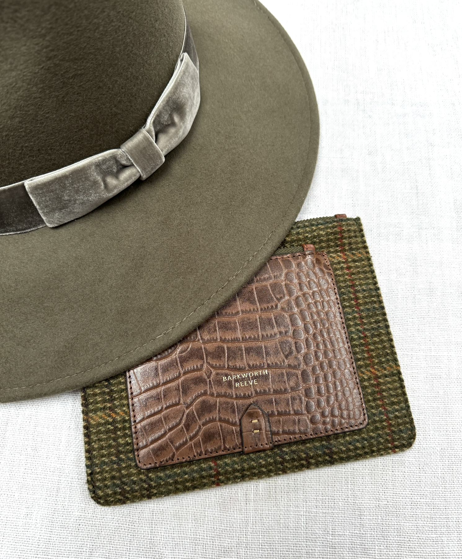 Gunby Woollen Wide Brimmed Fedora Hat in Soft Olive Green