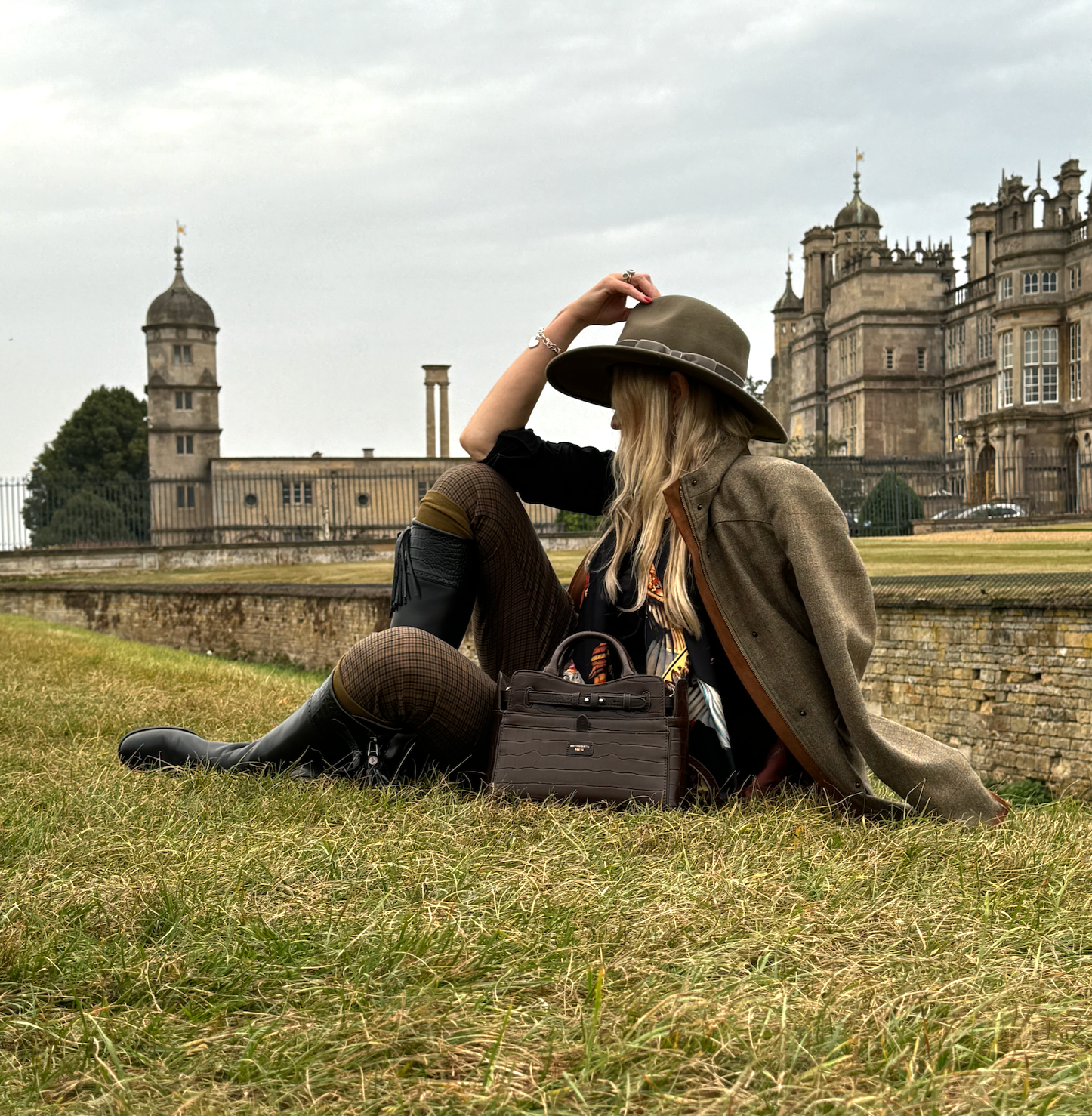 Ambridge Chocolate Leather Handheld Bag with Detachable Shoulder Strap