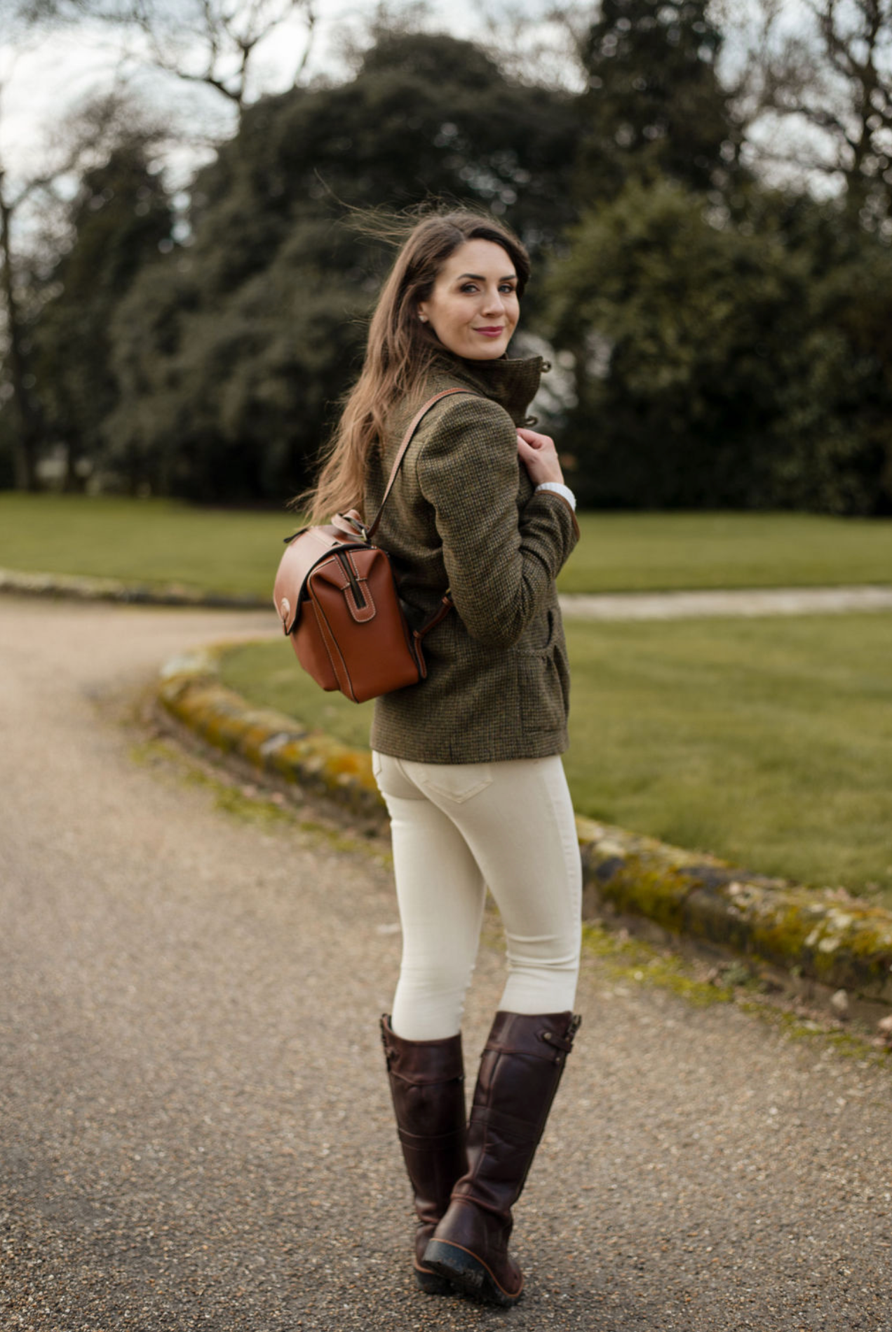 Bramham Frame Top Rucksack in Tan Leather with Adjustable Shoulder Straps