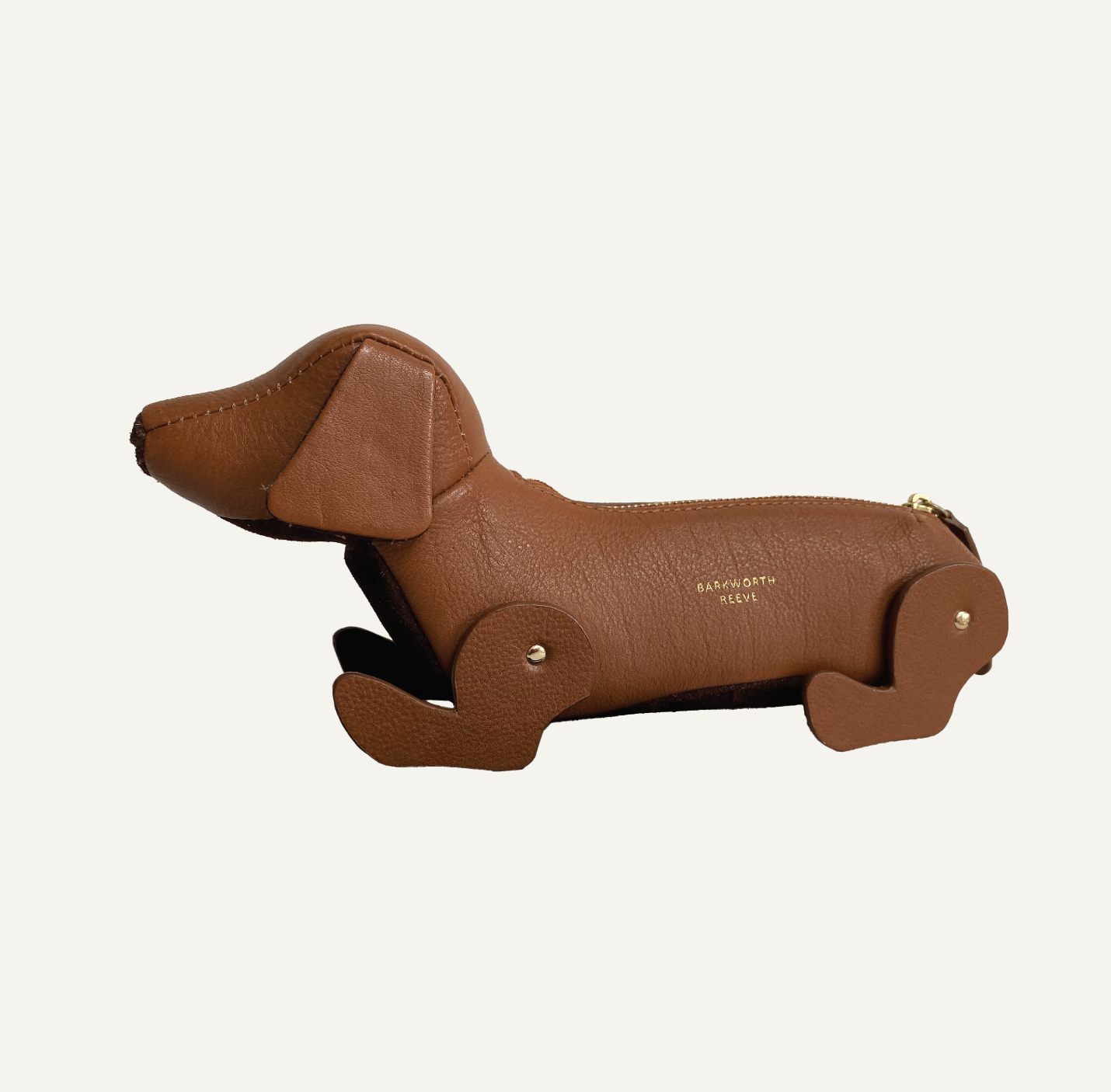 Sausage Dog Zipped Case in Tan Leather & Suede