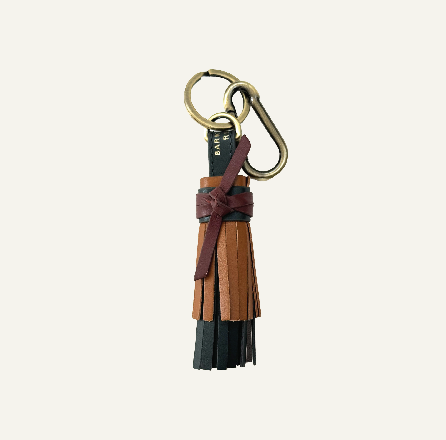 Tassel Keyring in Tan Leather with Navy & Merlot