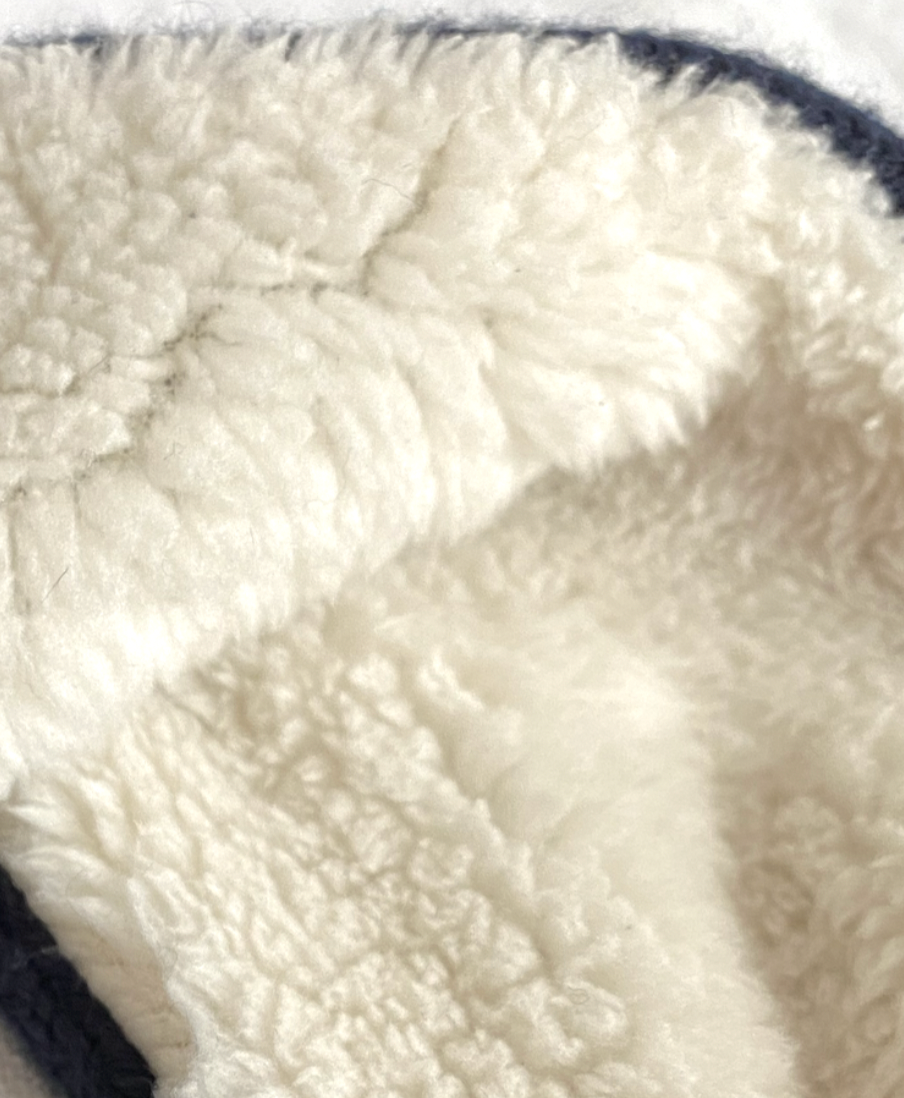 Knitted Bobble Hat in Dark Charcoal Grey Cashmere Mix Yarn, Fully Teddy Fleece Lined