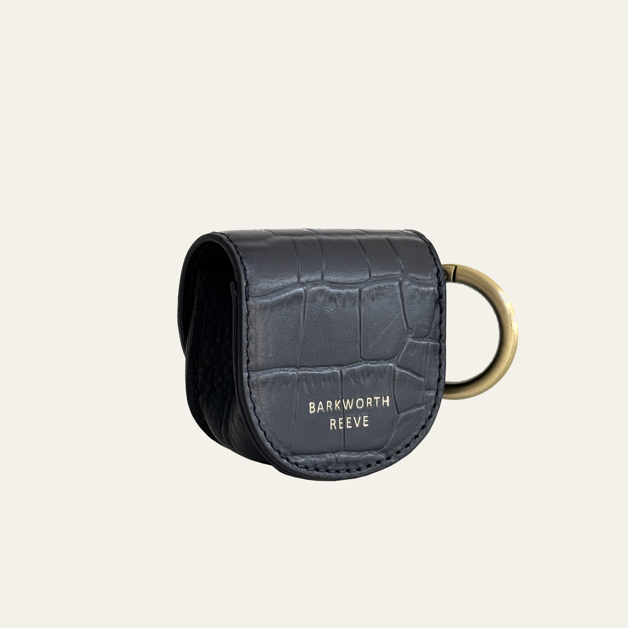 Mini Pouch Kerying in Navy Croc Leather with Popper Closure