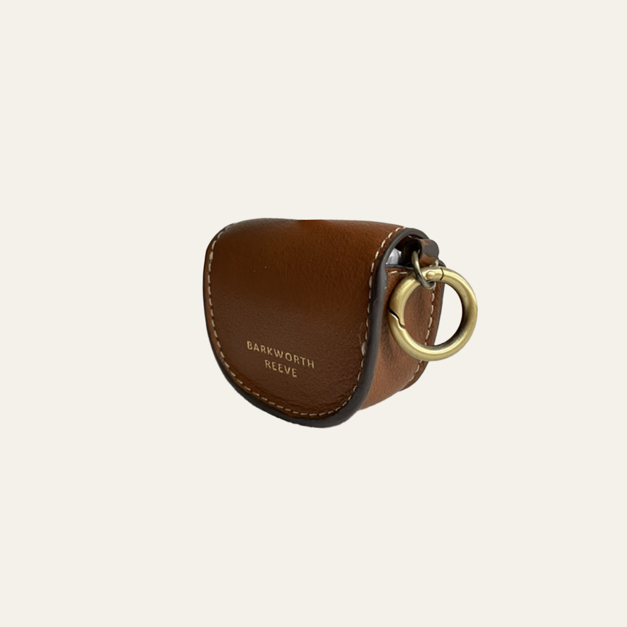 Mini Pouch Kerying in Tan Leather with Popper Closure