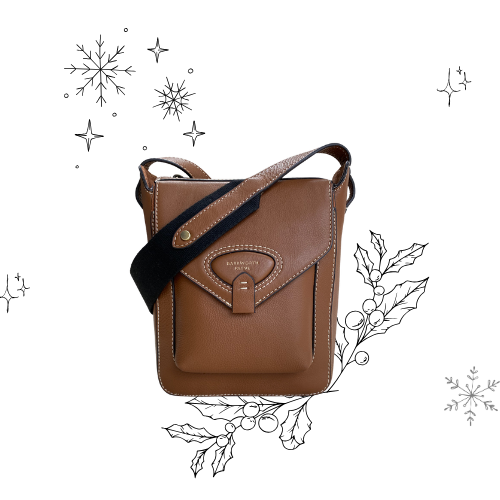 Hackthorn Tan Leather Crossbody Bag with Adjustable Webbing Strap