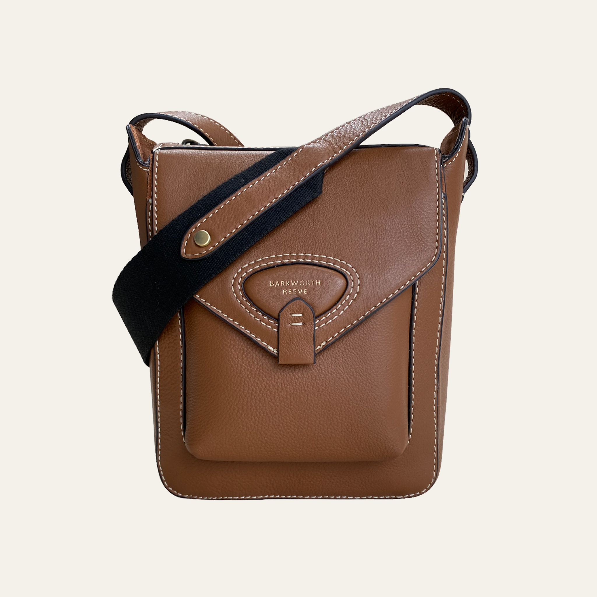 Hackthorn Tan Leather Crossbody Bag with Adjustable Webbing Strap