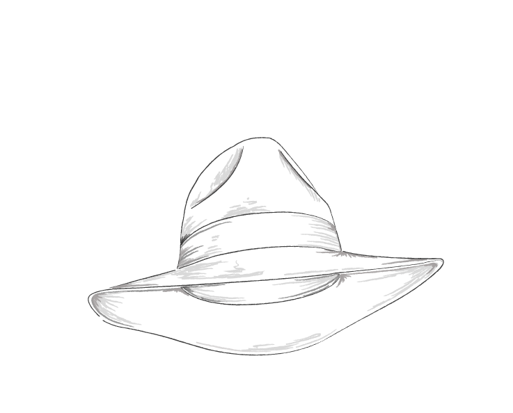 sketch of gunby fedora hat by Barkworth Reeve