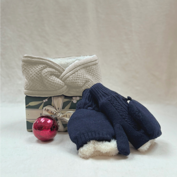 Headband & Flip Mitt Glove Set in Cream