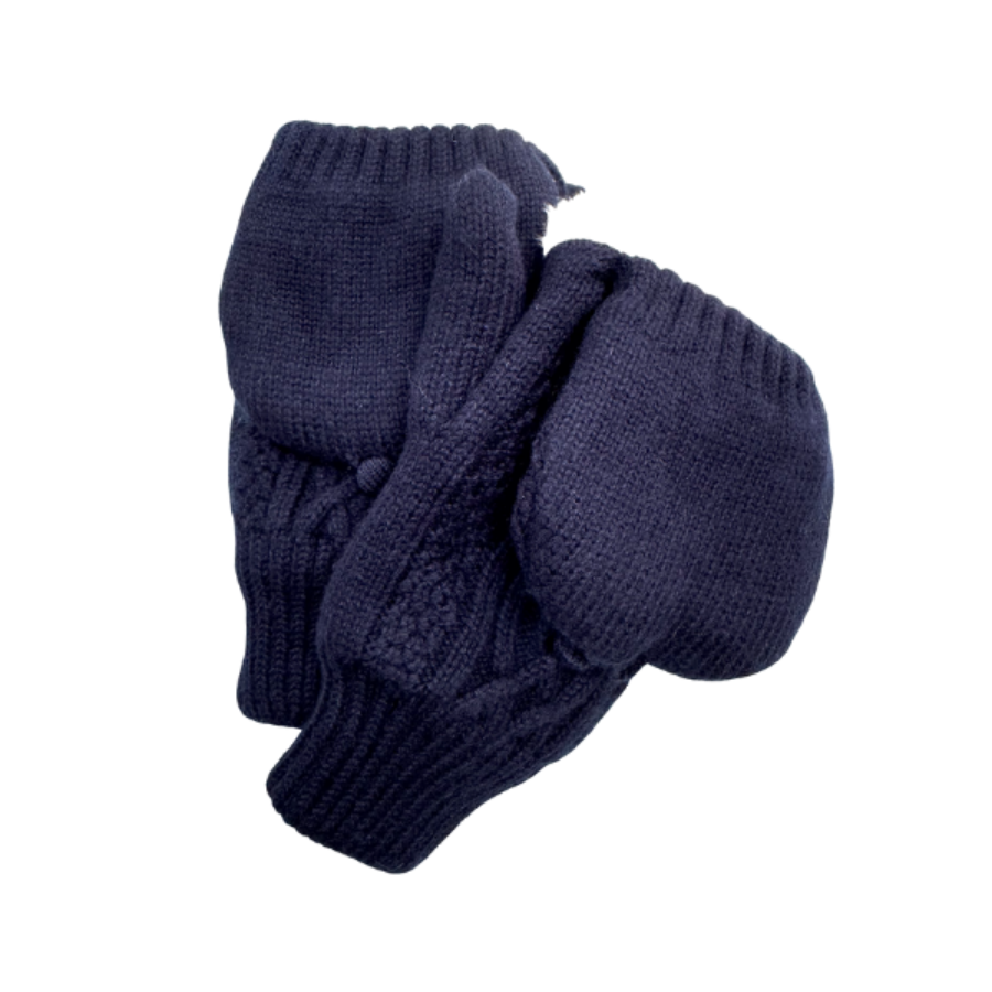 navy blue knitted gloves