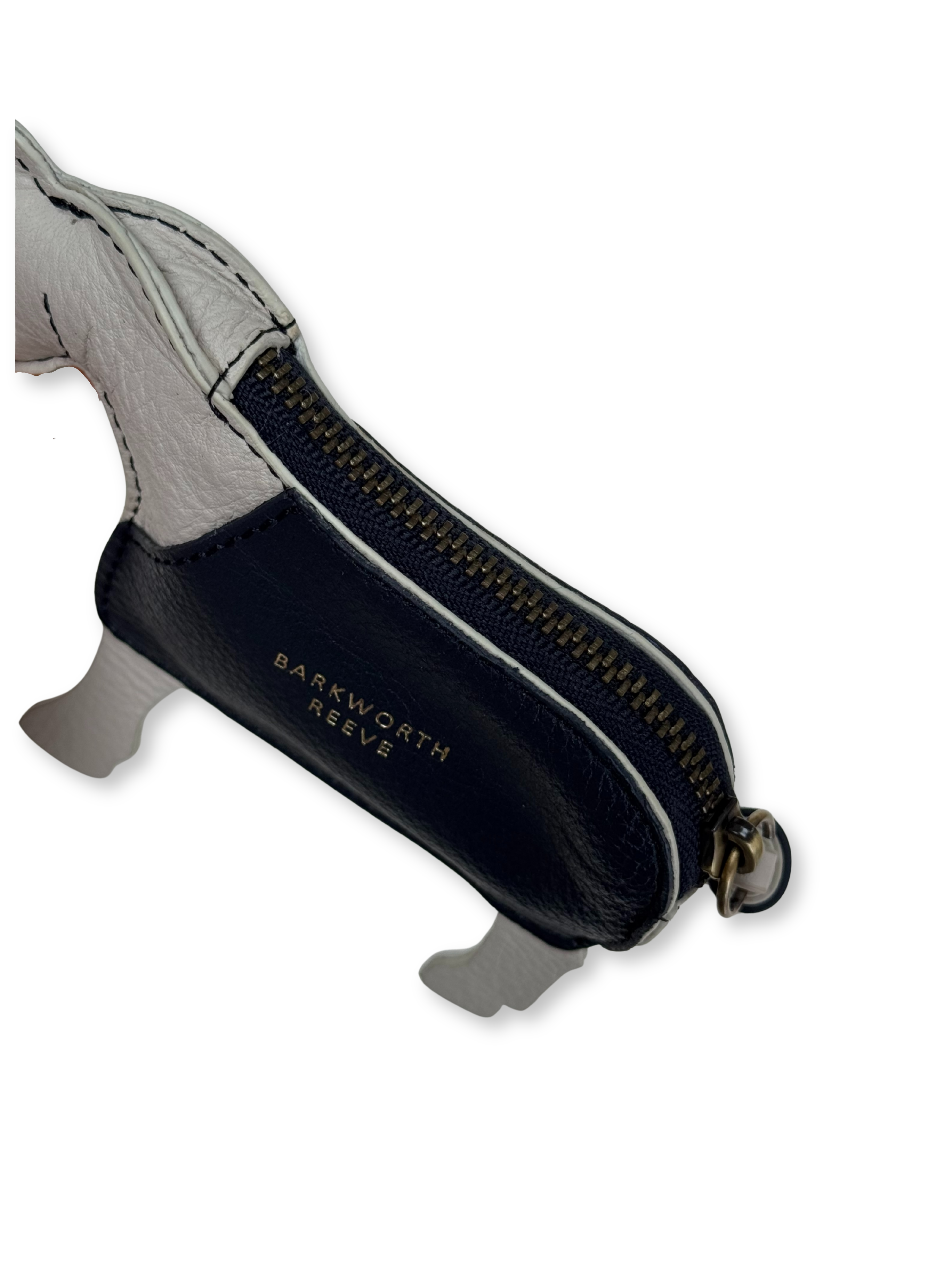 Leather Pony Coin Purse: Grey with Navy Rug and Zip Closure