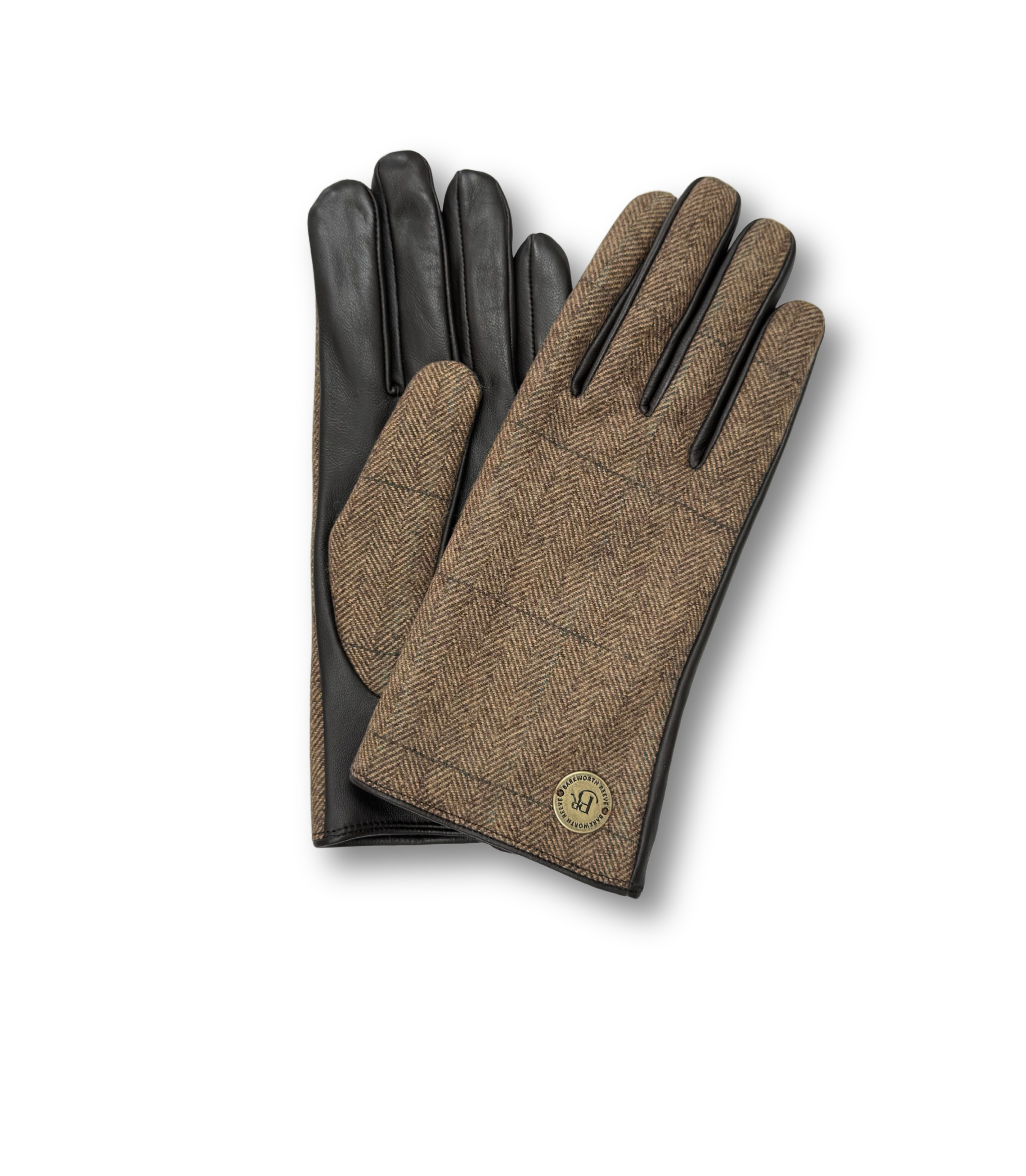 Ladies Tweed & Leather Gloves with Knitted Cashmere Mix Lining