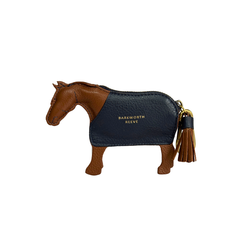 Pony Coin Purse in Chestnut & Navy Grain