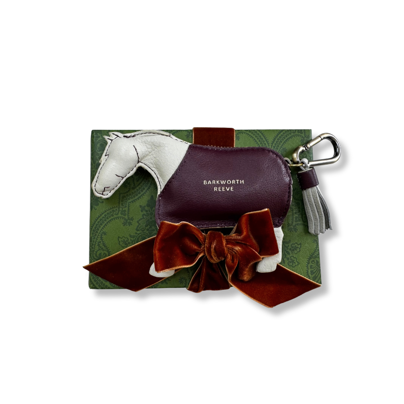 Pony Coin Purse in Lt Grey & Ruby Grain
