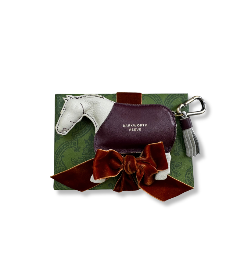 Pony Coin Purse in Lt Grey & Ruby Grain