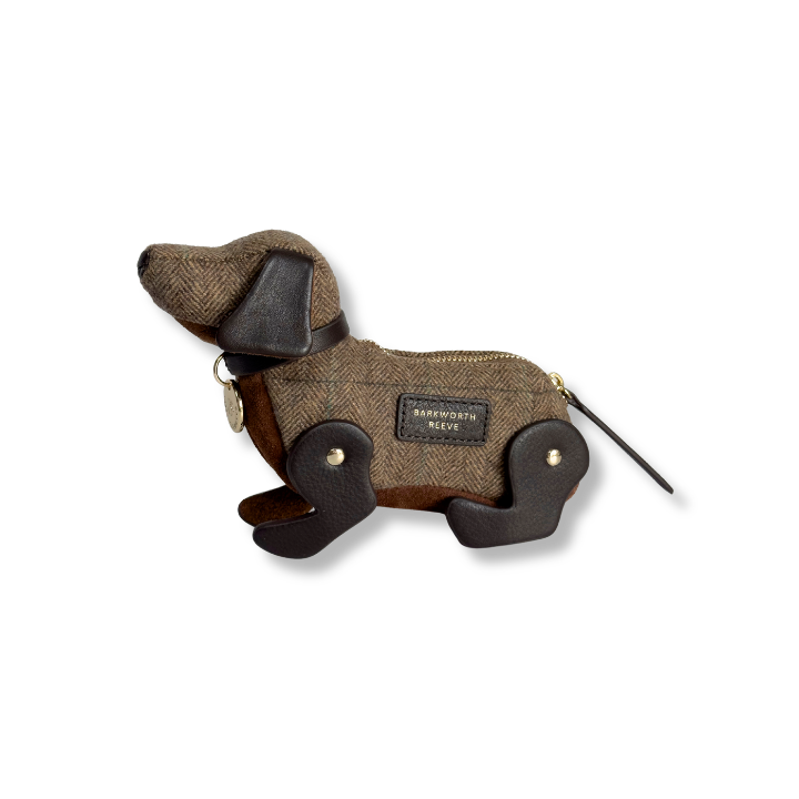 Doogle the Puppy Purse, in Tweed & Tan Suede