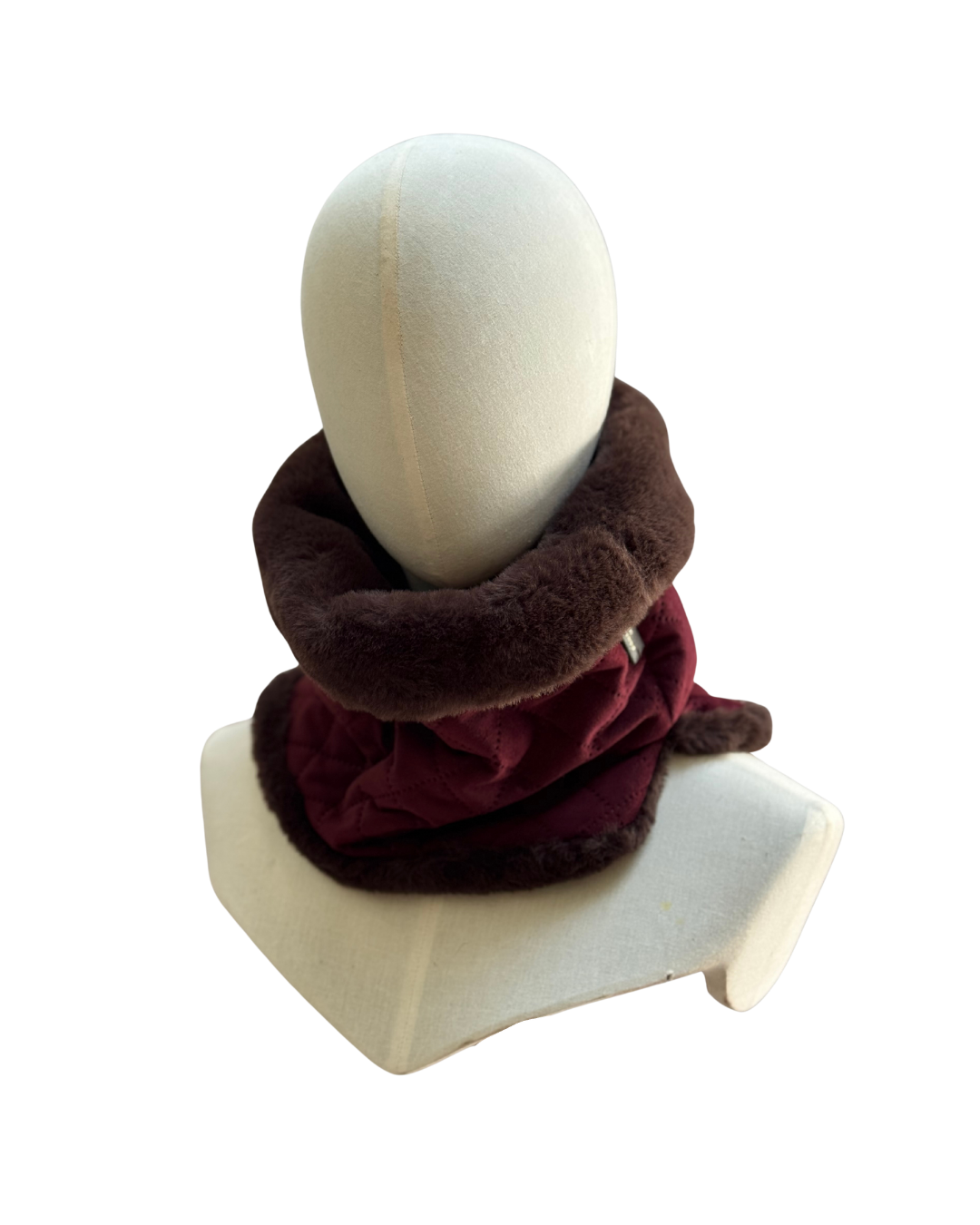 Wilding Reversible Velvet & Faux Fur Snood in Merlot & Chocolate