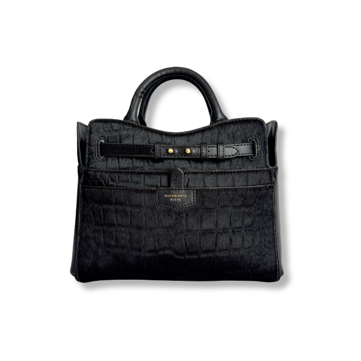 Ambridge Luxe: Black Croc Embossed Hair on Hide