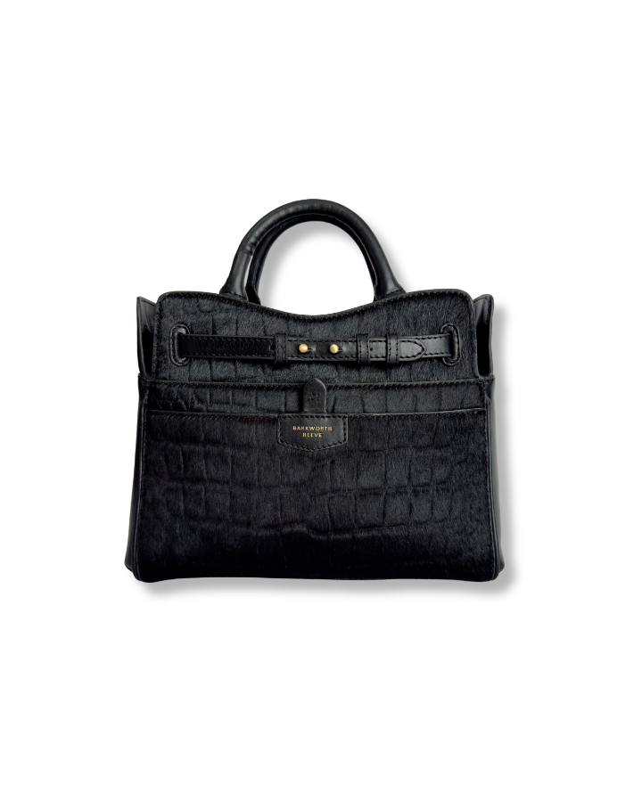 Ambridge Luxe: Black Croc Embossed Hair on Hide