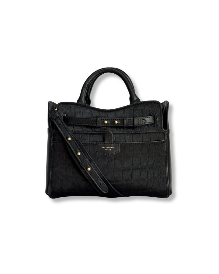 Ambridge Luxe: Black Croc Embossed Hair on Hide