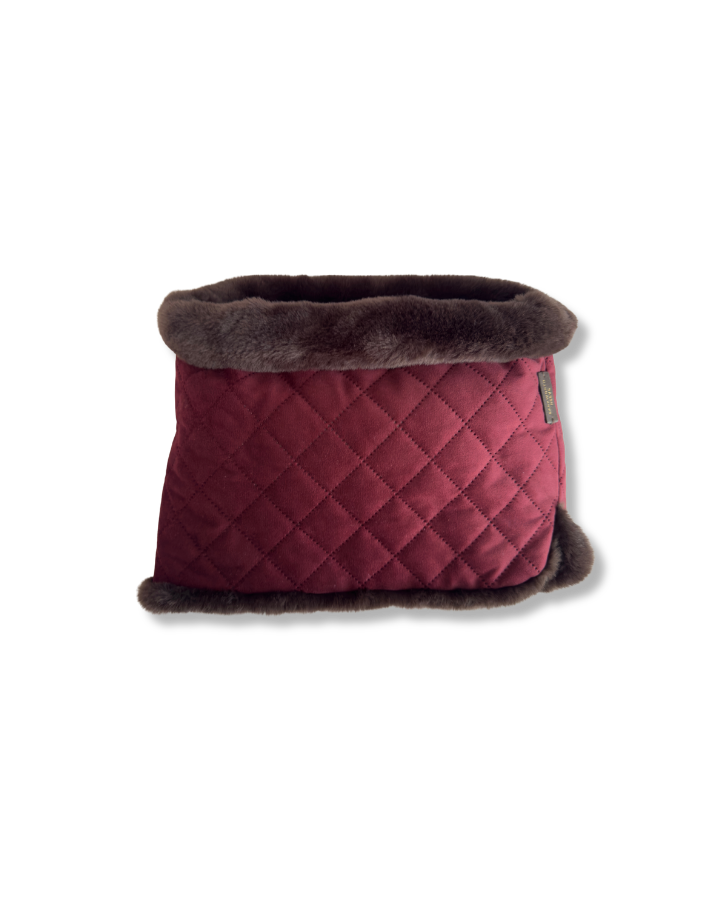 Wilding Reversible Velvet & Faux Fur Snood in Merlot & Chocolate