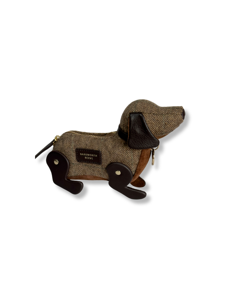 Doogle the Puppy Purse, in Tweed & Tan Suede