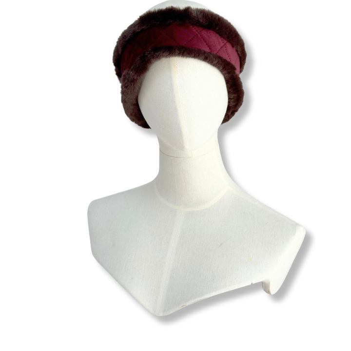 Wilding Reversible Velvet & Faux Fur Headband in Merlot & Chocolate