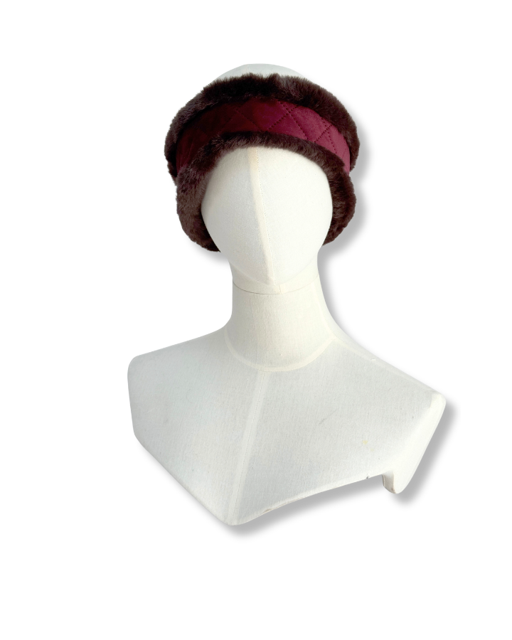 Wilding Reversible Velvet & Faux Fur Headband in Merlot & Chocolate