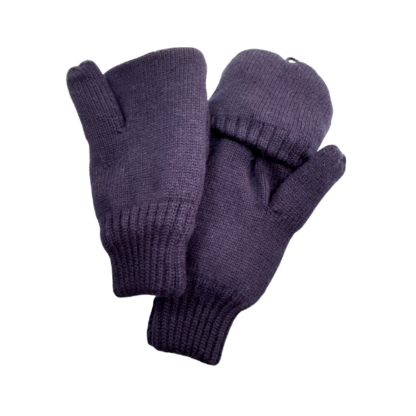 Knitted Flip Mitt Gloves Borg lined