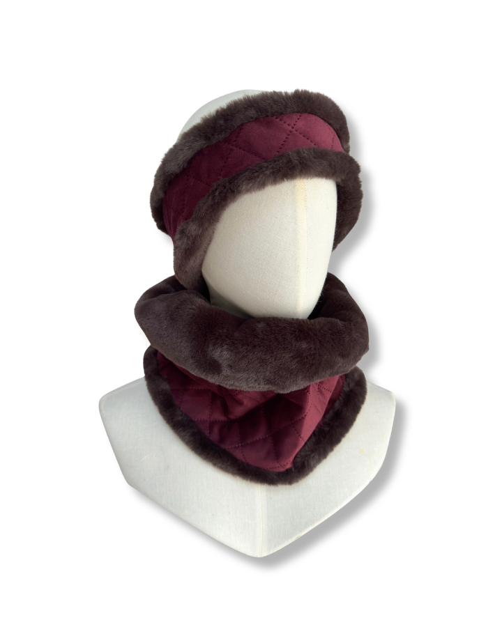 Wilding Reversible Velvet & Faux Fur Headband in Merlot & Chocolate