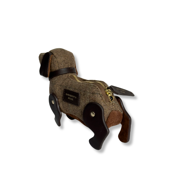 Doogle the Puppy Purse, in Tweed & Tan Suede