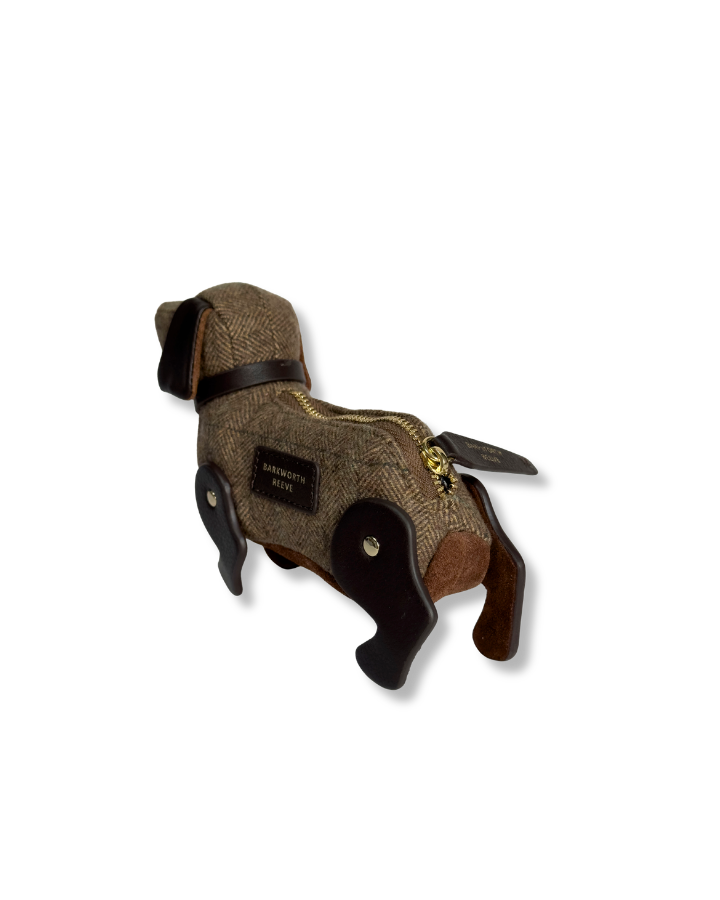 Doogle the Puppy Purse, in Tweed & Tan Suede