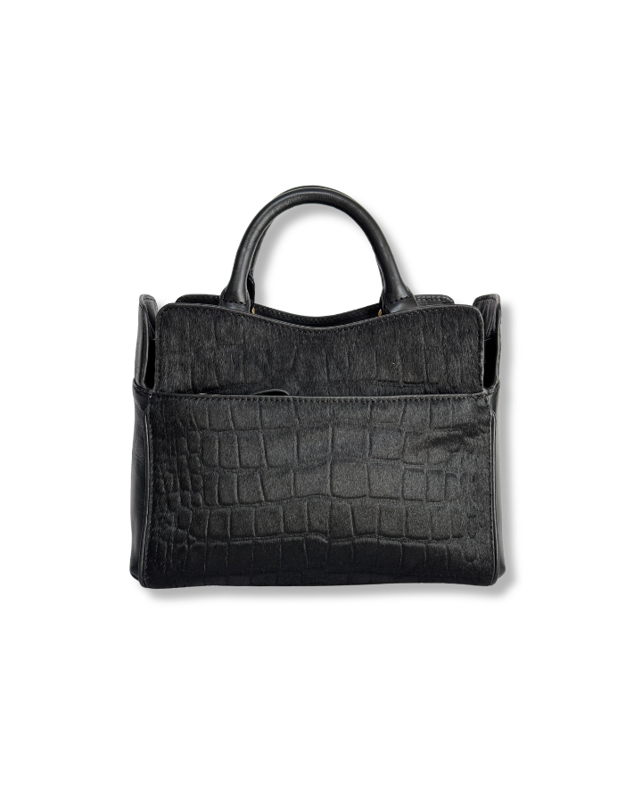 Ambridge Luxe: Black Croc Embossed Hair on Hide