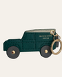 4x4 off road truck keyring in green leather with gold split ring and black wheels