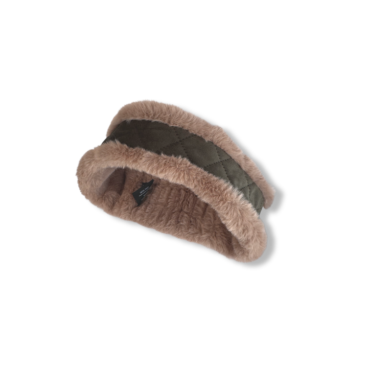 Wilding Reversible Velvet & Faux Fur Headband in Olive & Fawn