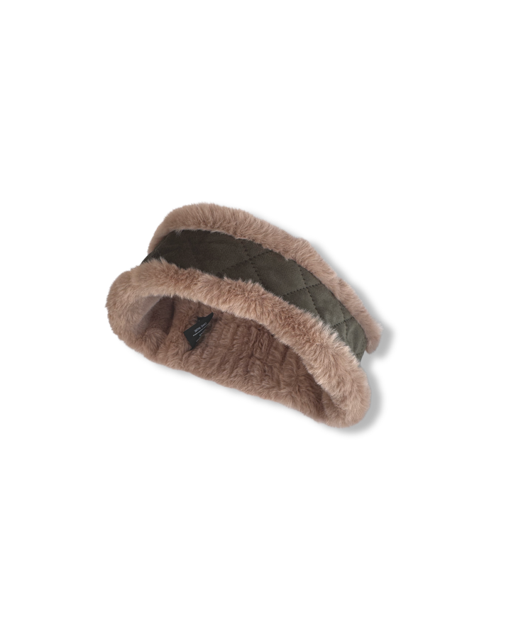 Wilding Reversible Velvet & Faux Fur Headband in Olive & Fawn