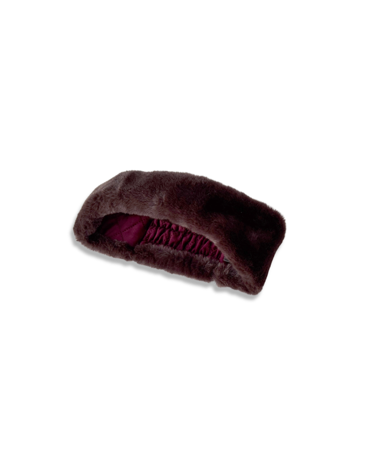 Wilding Reversible Velvet & Faux Fur Headband in Merlot & Chocolate